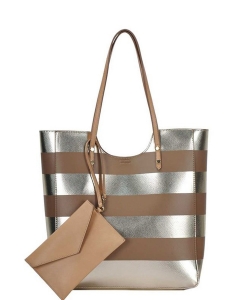 2 In1 Modern Striped Fashion Tote Bag BGW-81960PP NUDE
